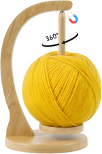 Yarn Holder for Crocheting and Knitting, Wooden Yarn Spinner with Magnetic Rotat