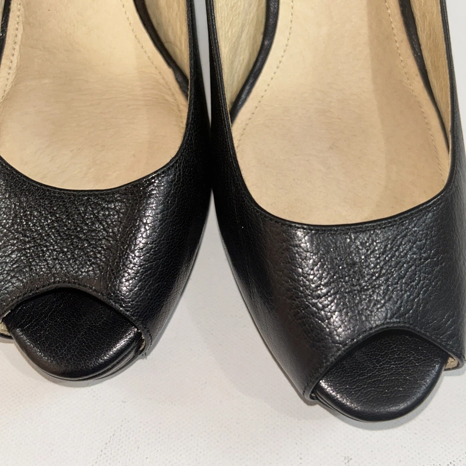 Zapatos de salón Michael Michael Kors para mujer talla 10M negros de tacón alto punta abierta Foto 3 de 4