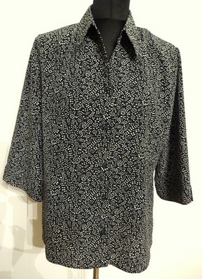 Erfo Damenbluse, Damen Bluse Gr. 42 (fällt ca. wie Gr. 44 aus), schwarz/weiß