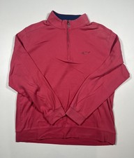 Greg Norman Pullover Mens Large Red Half Zip Sweater Shark Logo Golf Casual