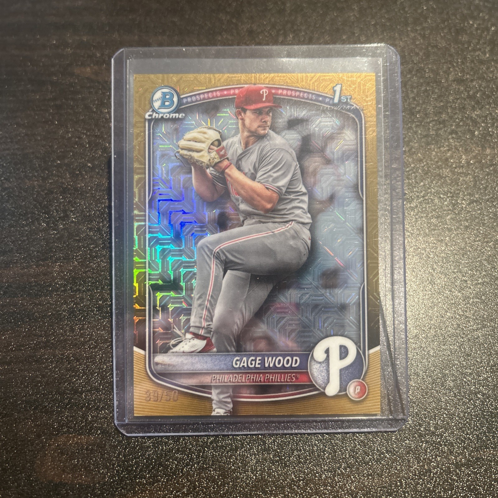 2025 Bowman Draft Gage Wood 1st Chrome Gold Mojo Refractor /50 #BDC-4 Phillies