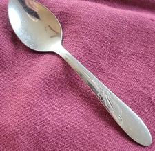HB Co Heather Pattern Solid Stainless Baby Spoon 4.25" USA #107350