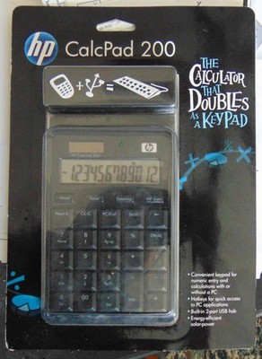 HP CalcPad 200 Basic Calculator Doubles As Keypad PC Excel Word Solar Powered