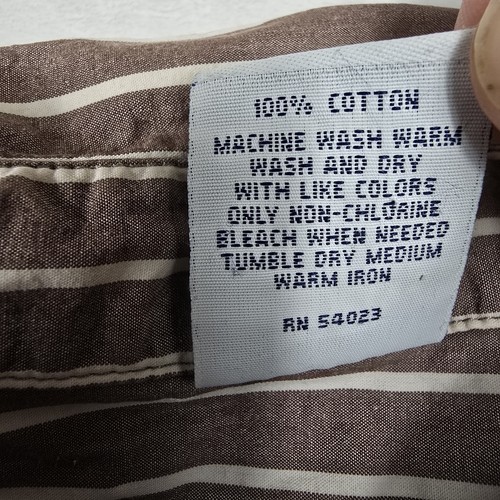 Old Navy Men's Size Extra Large Brown White Striped Long Sleeve Button Up Shirt - Picture 5 of 6