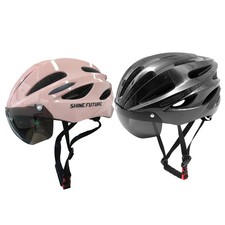 2 Pack Bike Helmet Couples Set Men Women with LED Light Magnetic Goggles,56-61cm
