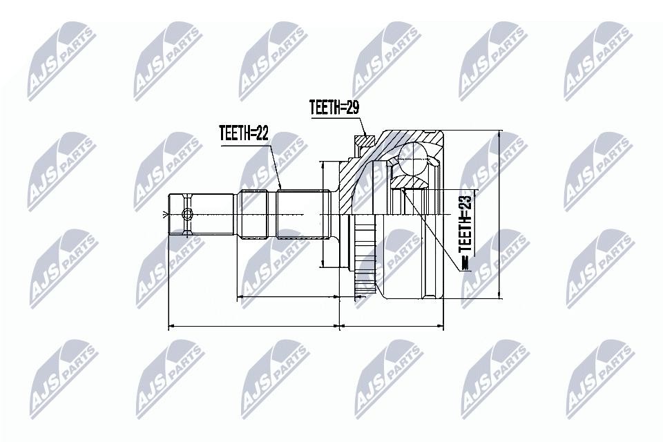 NTY Driveshaft Joint Kit NPZ-PL-015 For Opel, Reinforced 22x23T