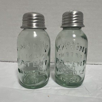 Mini Mason Jar SALT &  PEPPER SHAKER Set of 2 Country Kitchen Decor