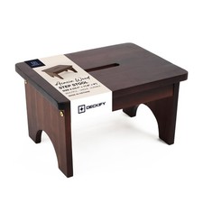 Acacia Wood Step Stool 600 Lbs 9 Inch Height - Built-In Handle, Non-Slip Feet