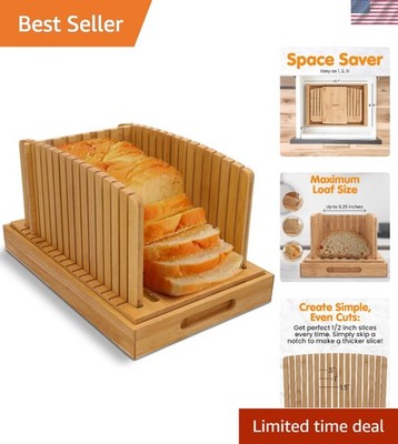 Elegant Adjustable Bamboo Bread Slicer with Crumb Tray for Homemade Bread