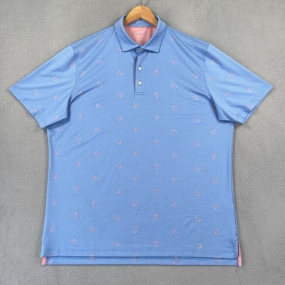 Johnnie O Polo Shirt Mens XL Cocktail Micro Print Short Sleeve Performance
