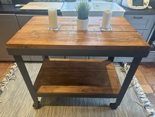 Vintage Industrial Kitchen Island Trolley ✅ Solid African Hardwood ✅ 