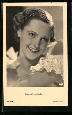 Actress Hansi Knoteck with a dreamy look, postcard 1936
