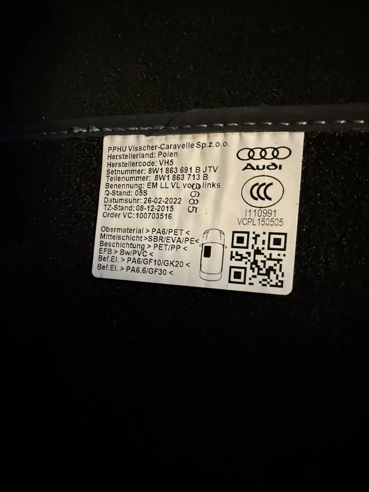 Juego de alfombrillas Sportback OEM 2018-2025 Audi A5/S5/RS5 Foto 3 de 3