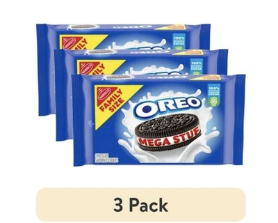 3 PACK OREO Mega Stuf Chocolate Sandwich Cookies, Family Size, 17.6 Oz