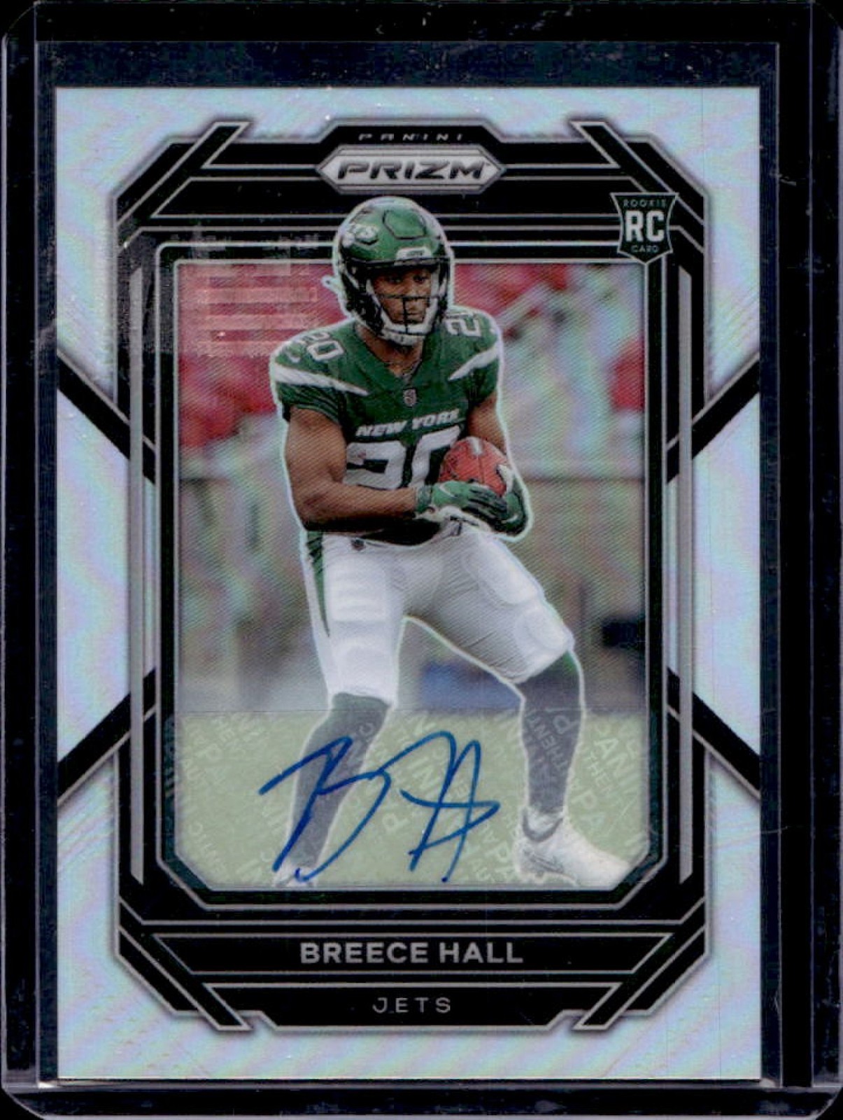 2022 Prizm Breece Hall Auto RC Silver Rookie #317 Jets