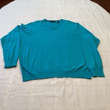 Greg Norman V-Neck Turquoise Cotton Sweater XL