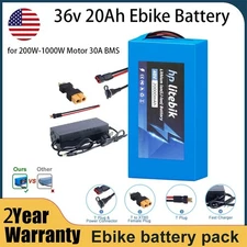 36v 20Ah Lithium Lifepo4 Ebike Battery Pack for 200W-1000W Bike Motor 30A BMS