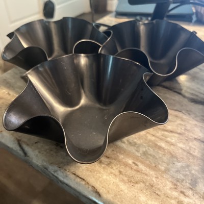 3 TORTILLA/TACO BAKE PAN SHELL BOWLs, 6.75'' X 2.5'' DEEP, NONSTICK-