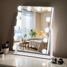 Hollywood Vanity Mirror with Lights, 13'' x 11'' Makeup Mirror for Desk, 12 D...