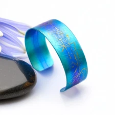 Anodized Titanium Narrow Textured Cuff Bracelets