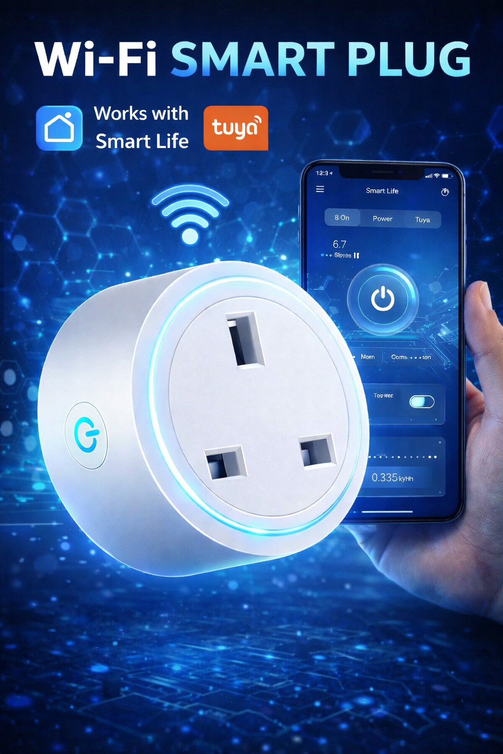 2 Pack 20A Smart UK Plug Socket Switch Smart Life Tuya app