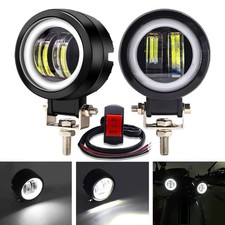 LED Motorcycle Driving Fog Lights 3 inch Round Spotlights with Switch White