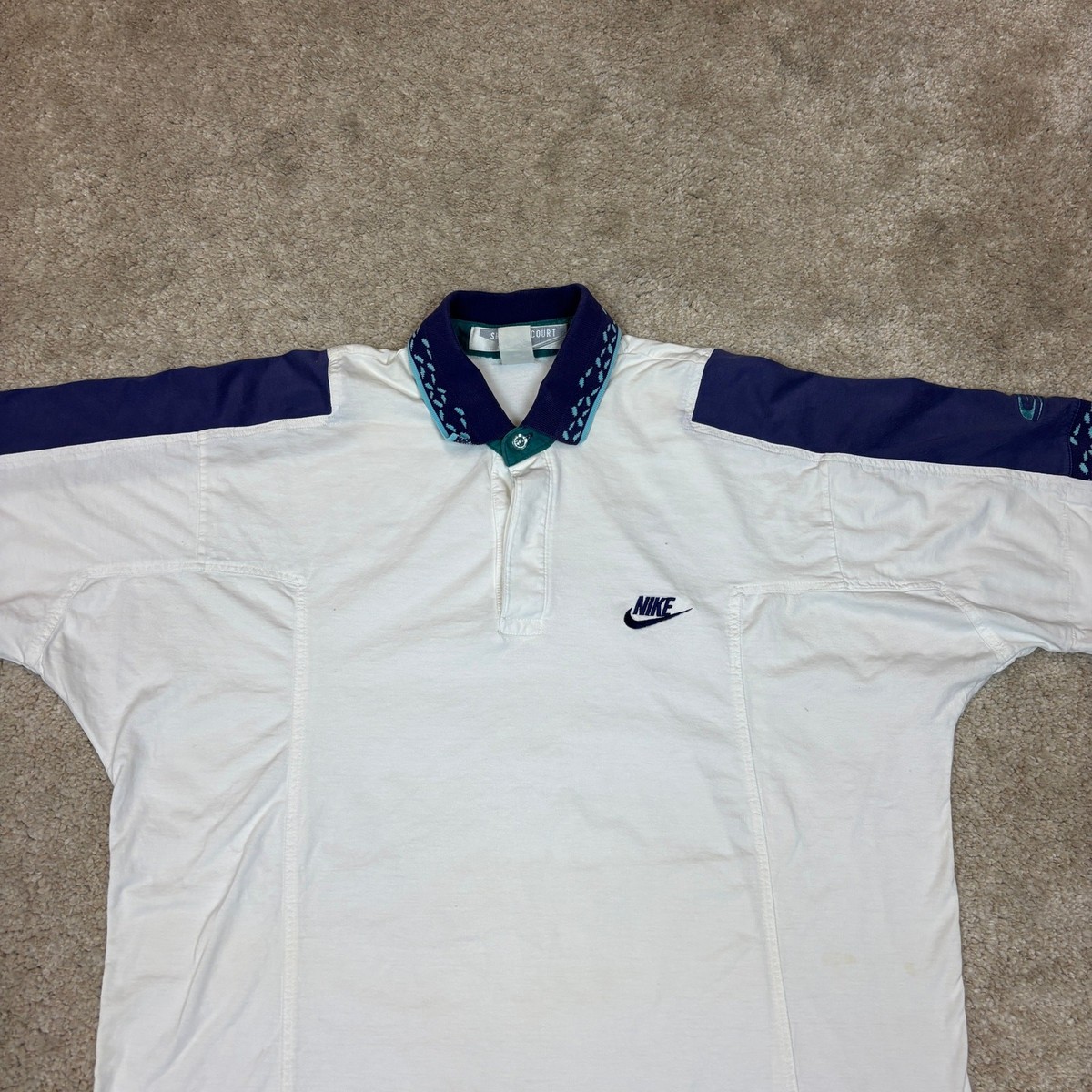 Vintage 90s Nike Supreme Court Polo Shirt Men's Large Courier