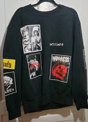Pacsun Death Metal Multi Ht Crew Neck Sweatshirt L Punk Graphic Black Pullover