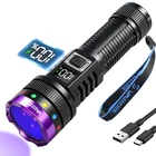 30W 365nm UV Light Flashlight Rechargeable With Filter Lens With LCD Display