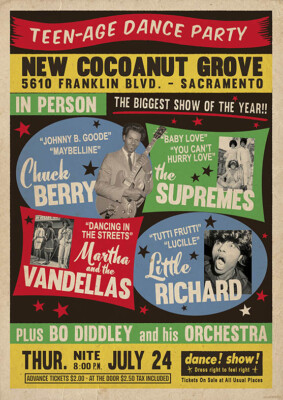 Poster TEENAGE DANCE PARTY - Chuck Berry, Supremes, ...  ca60x85cm NEU 15599