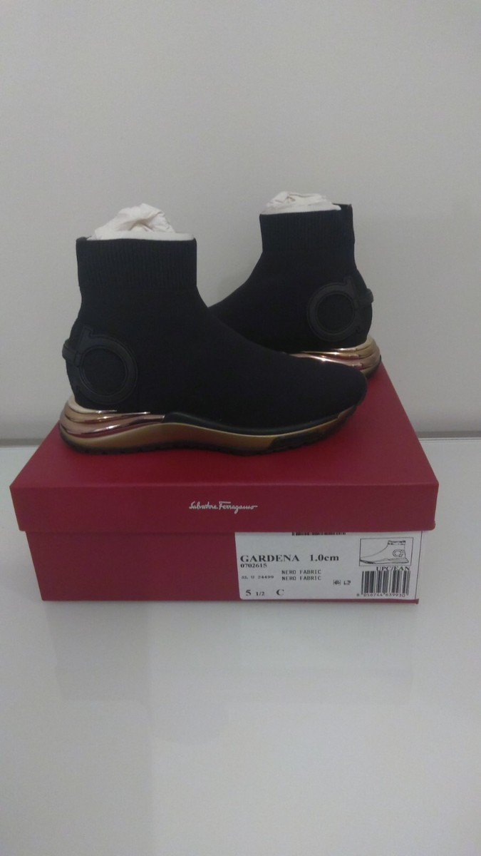 SALVATORE FERRAGAMO Gardena Women's 0702615 Black Sock Sneaker