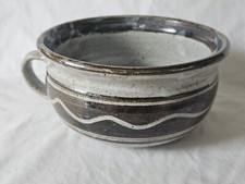 Stunning studio pottery large slip decorated stoneware pot with handle