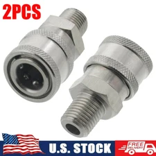 2x Stainless Steel Pressure Washer 1/4" NPT Male Quick Connect Socket Coupler US