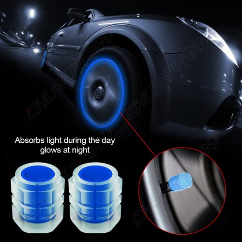 8x Blue Glow In The Dark Car Wheel Tire Tyre Air Valve Stem Caps Cover - Foto 10