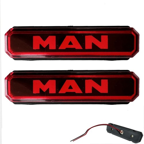 2x LED Begrenzungsleuchten Leuchte mit Man Logo Rot LKW 12V 24V Seitenmarkierung - Bild 1 von 4