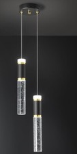 2-Lights Kitchen Island Black Small Pendant Lights, Black/Gold Bubble Crystal