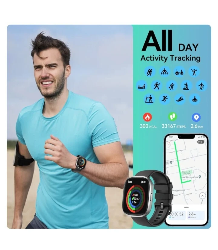 Smart Watch Men and Women Answer/Make Calls,1.83" HD Touch Screen Smartwatch,Fit - Image 3 of 4