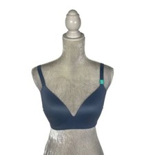 Tommy John Second Skin Lightly Lined Wireless Bra Steel Blue Pull On 32DD New