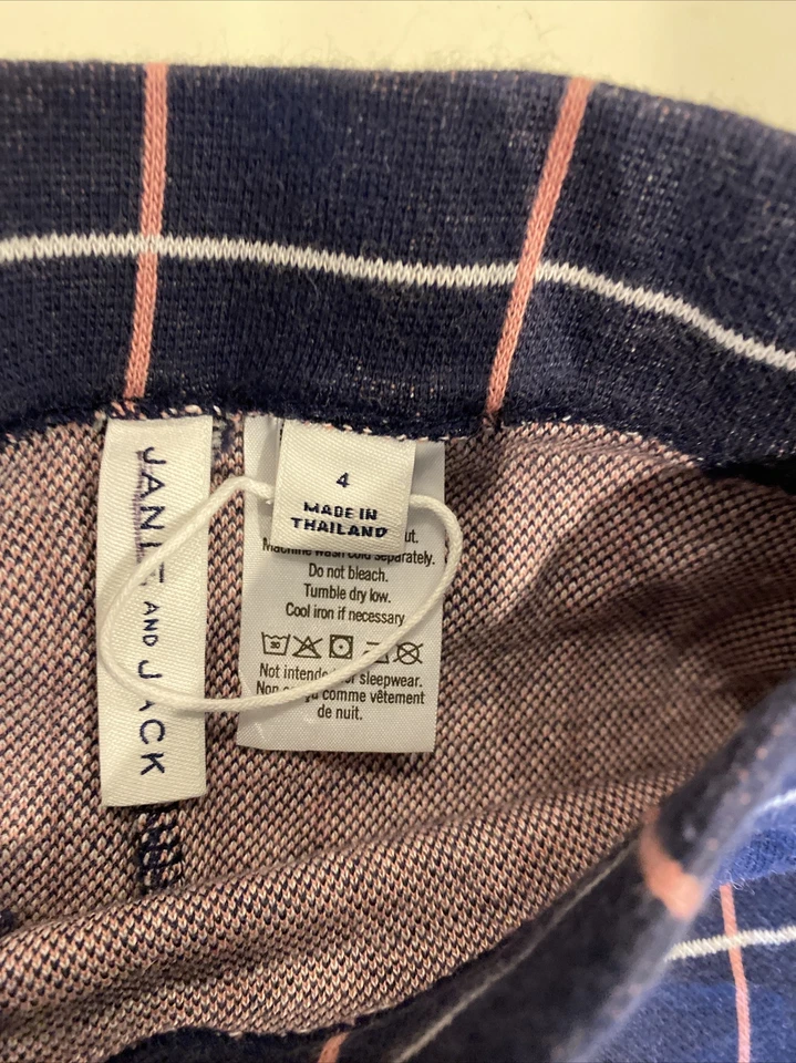 NEW Janie And Jack Girl’s Size 4 Blue/ Pink/ White Plaid Cotton Leggings - Image 2 of 3