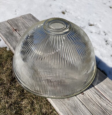 14-7/8  Ribbed Clear Glass Lamp Shade 2  Fitter, 7.25  High,  3-1/4  Flange Dia.