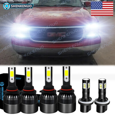 6-Piece 8000K LED Headlight & Fog Light Bulb Kit For 2000-2006 GMC