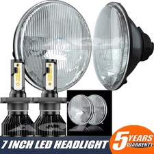 7 Inch Led Glass Headlight Round Original Classiclook Conversion Chrome Pair