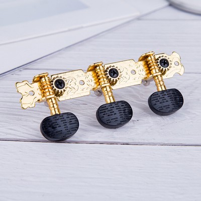 Black Head String Knobs Folk Wood Triple Row Open Guitar Knob Heads All Metal