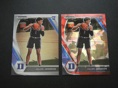 LOT 2x 2021 Prizm Draft Picks Red Ice + Base #Jalen Johnson ROOKIE Duke Hawks
