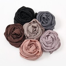 Crinkle Solid Color Square Scarf Muslim Woman Hijab Headscarves Turban Wholesale