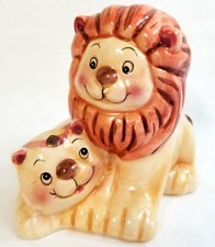 Happy Lion King & Cub Coin Bank Figurine Small 3.5