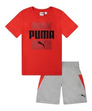Boys PUMA Red  Gray Tee  Bike Shorts Set--size 5