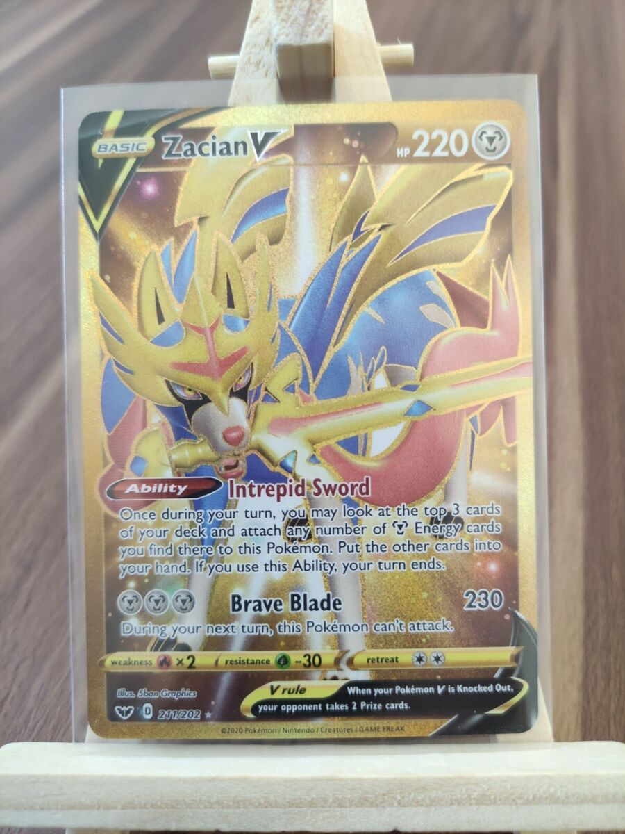 Pokemon Card Zacian V 211/202 Sword & Shield Gold Rare Graded PSA 10 Gem MT