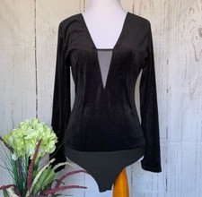 NWT BCBGeneration Black Velet Mesh Bodysuit Small