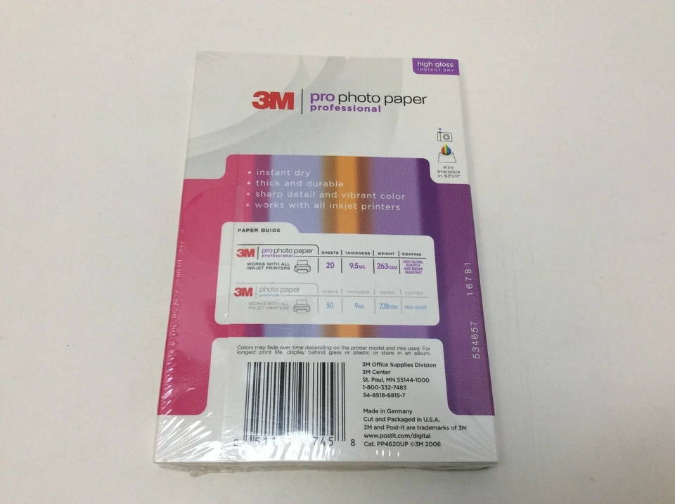 3M Professional Photo Paper 4"x6" 20 Sheets 8 Packs (160 Sheets), Free Shipping - Image 3 of 3